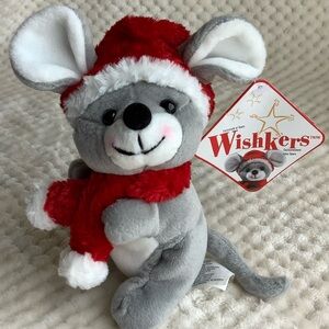SEARS 2001 Exclusive Plush Wishkers Mouse Red Hat Scarf Stuffed Animal With Tags